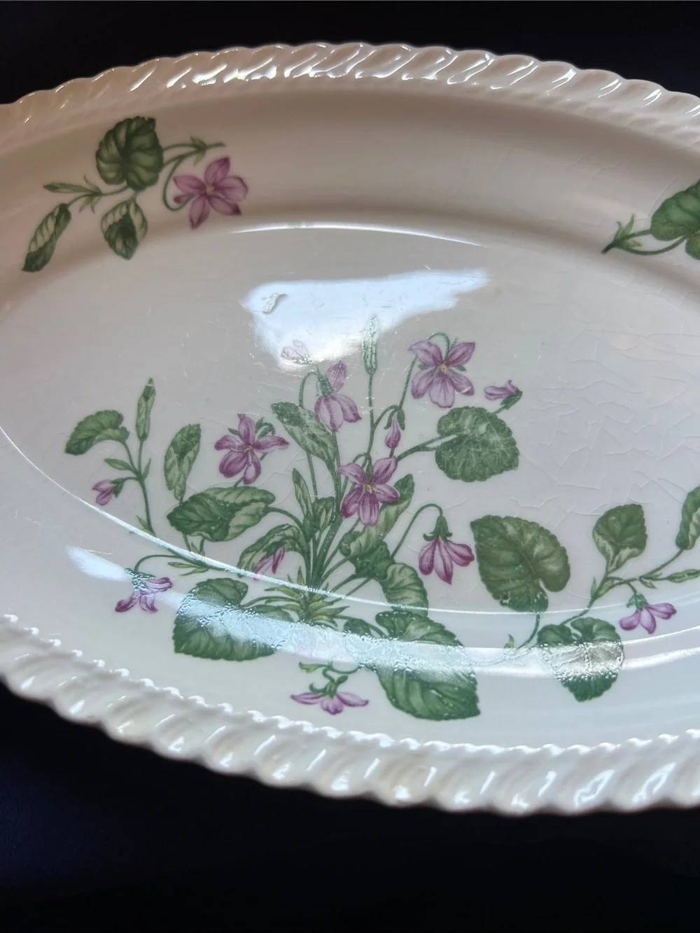 Royal Gadroon Platter Violet Flowers Vintage Harker Pottery - Picture 4 of 8